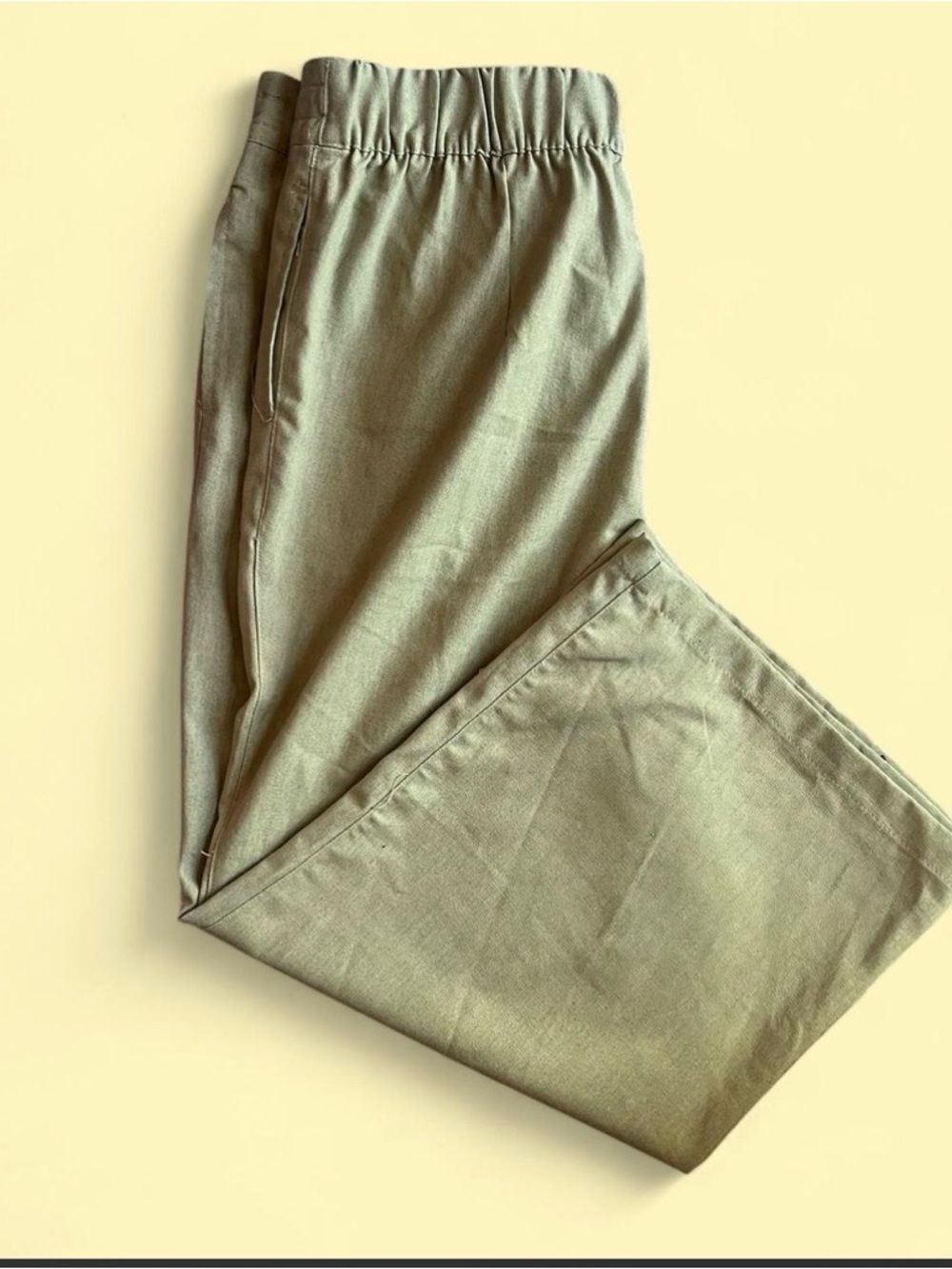 Per Se Matcha Green Linen Blend Capri Pants Sz L